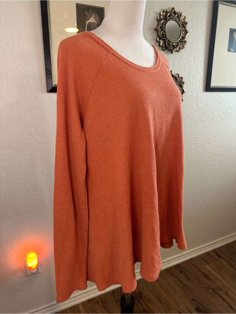 Free People “We The Free” Peach Waffle Knit Top